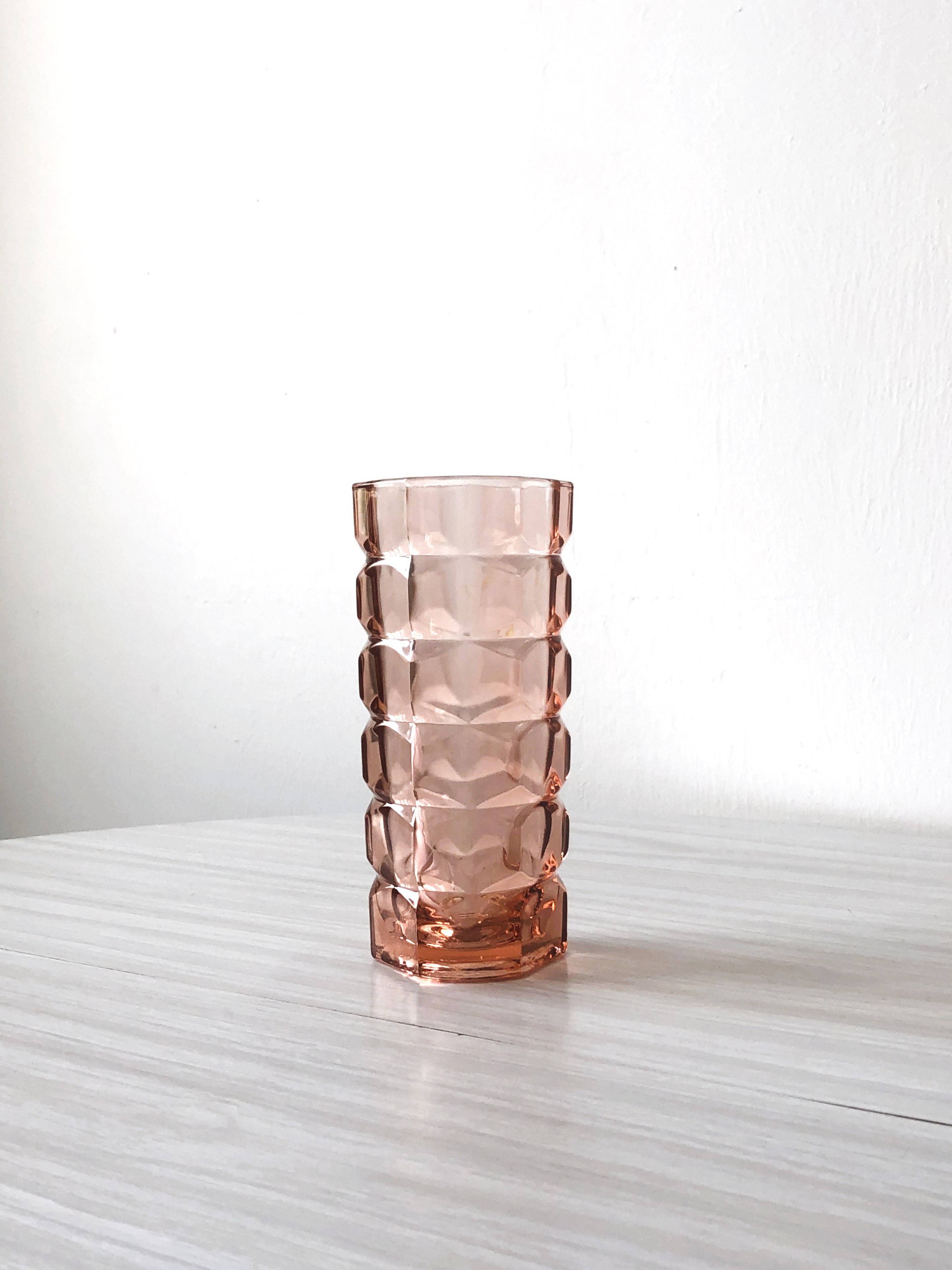 Vintage pink thick glass vase Luminarc France