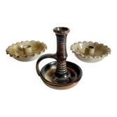 3 Bougeoirs Céramique Artisanale Vintage