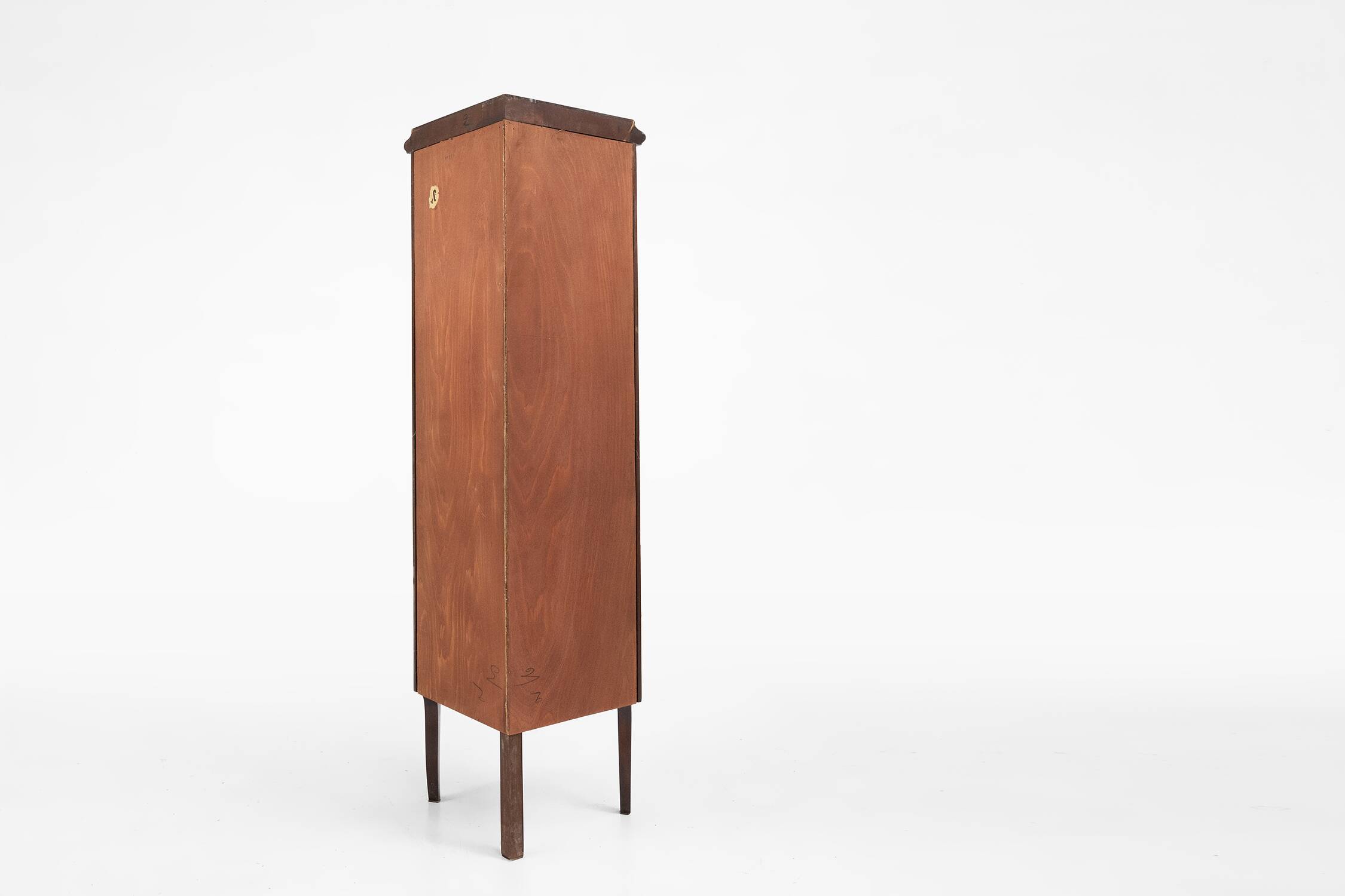 20th Century French Louis XV style corner display cabinet with arched glass, ca 1950