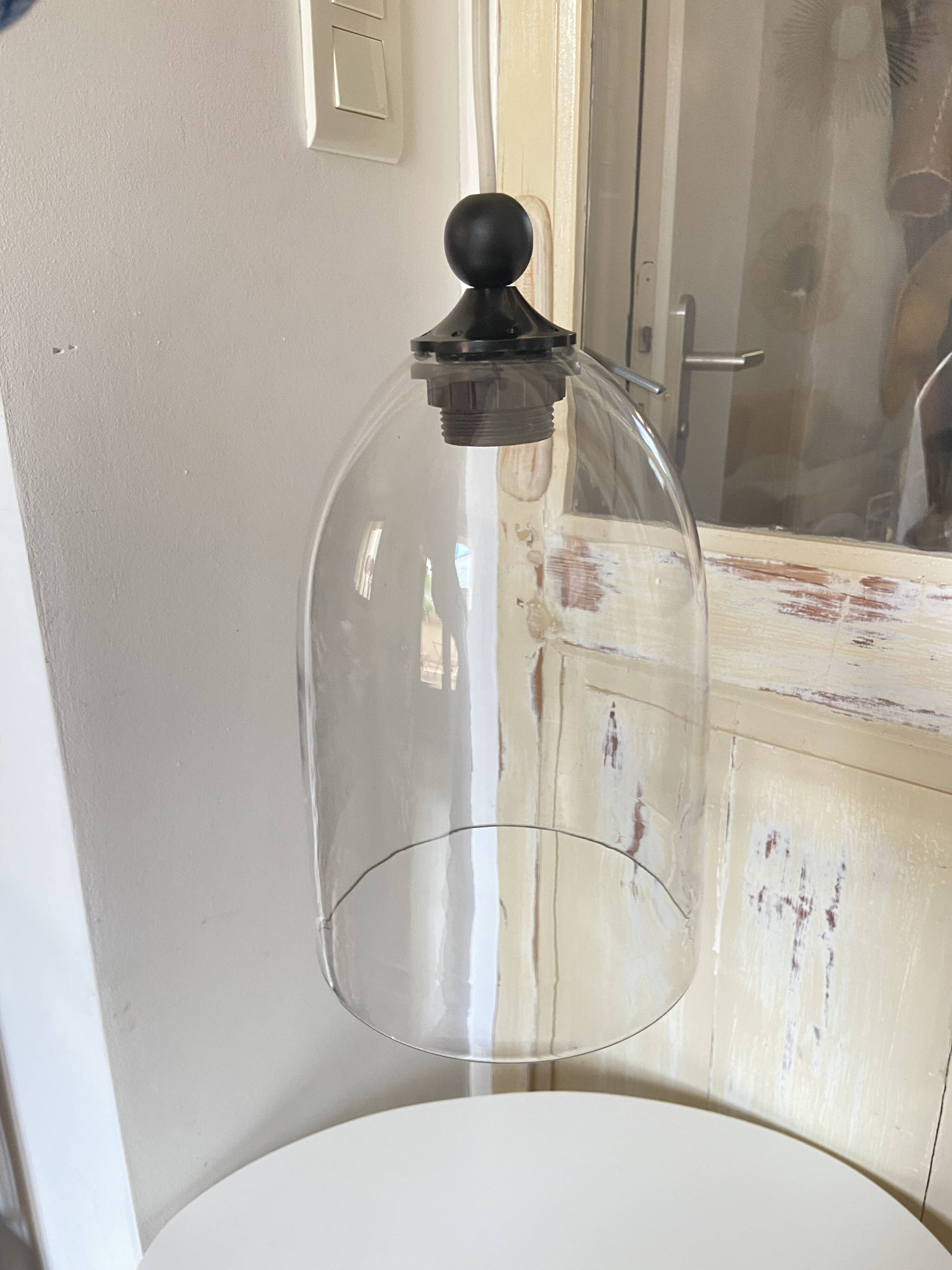 Pendant Light in Vintage Clear Glass in Bell Shape