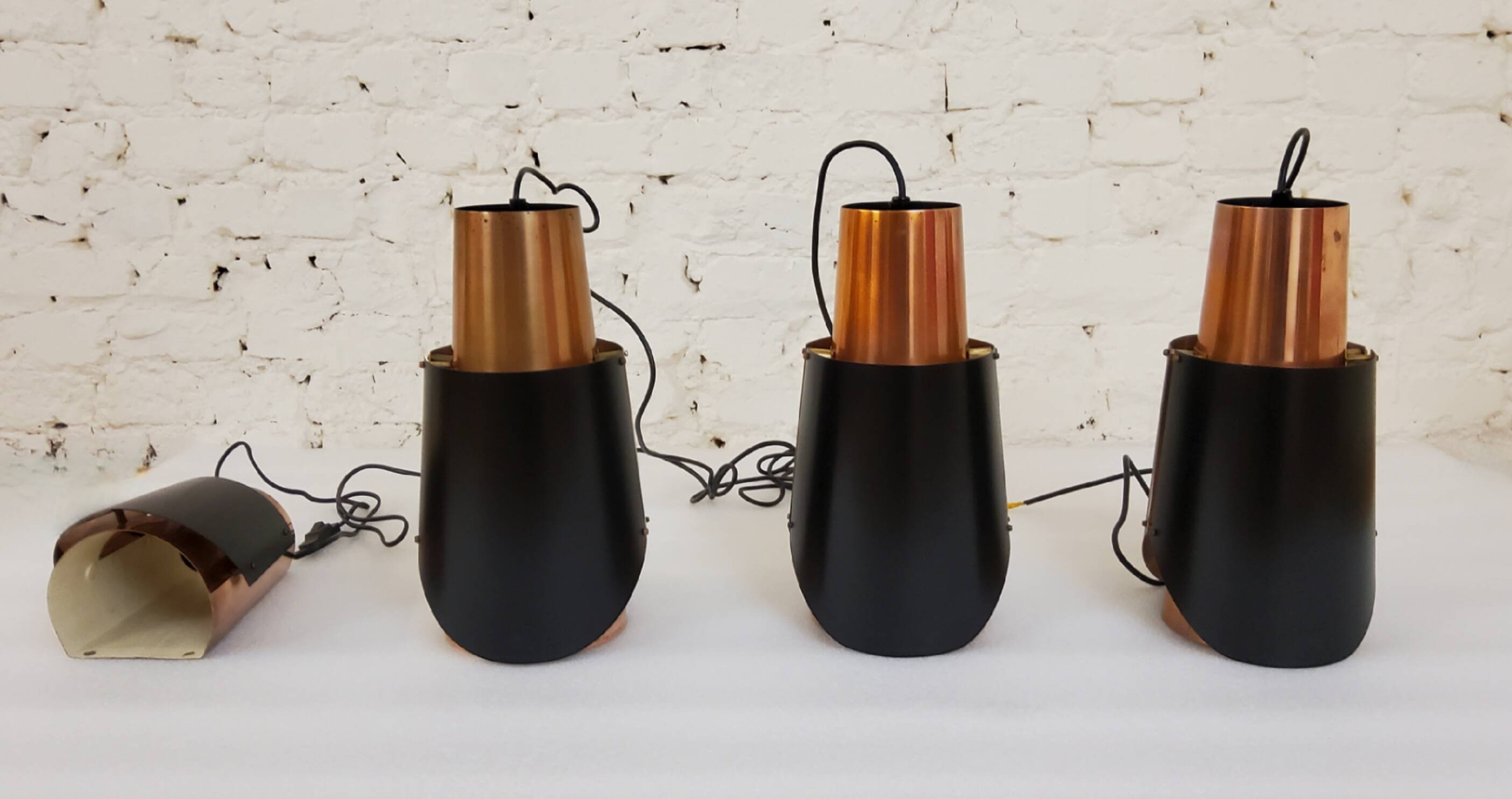 Vintage black brass 'østerport' pendant and wall lamp by Bent Karlby for Lyfa, Denmark 1960s