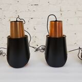 Vintage black brass 'østerport' pendant and wall lamp by Bent Karlby for Lyfa, Denmark 1960s