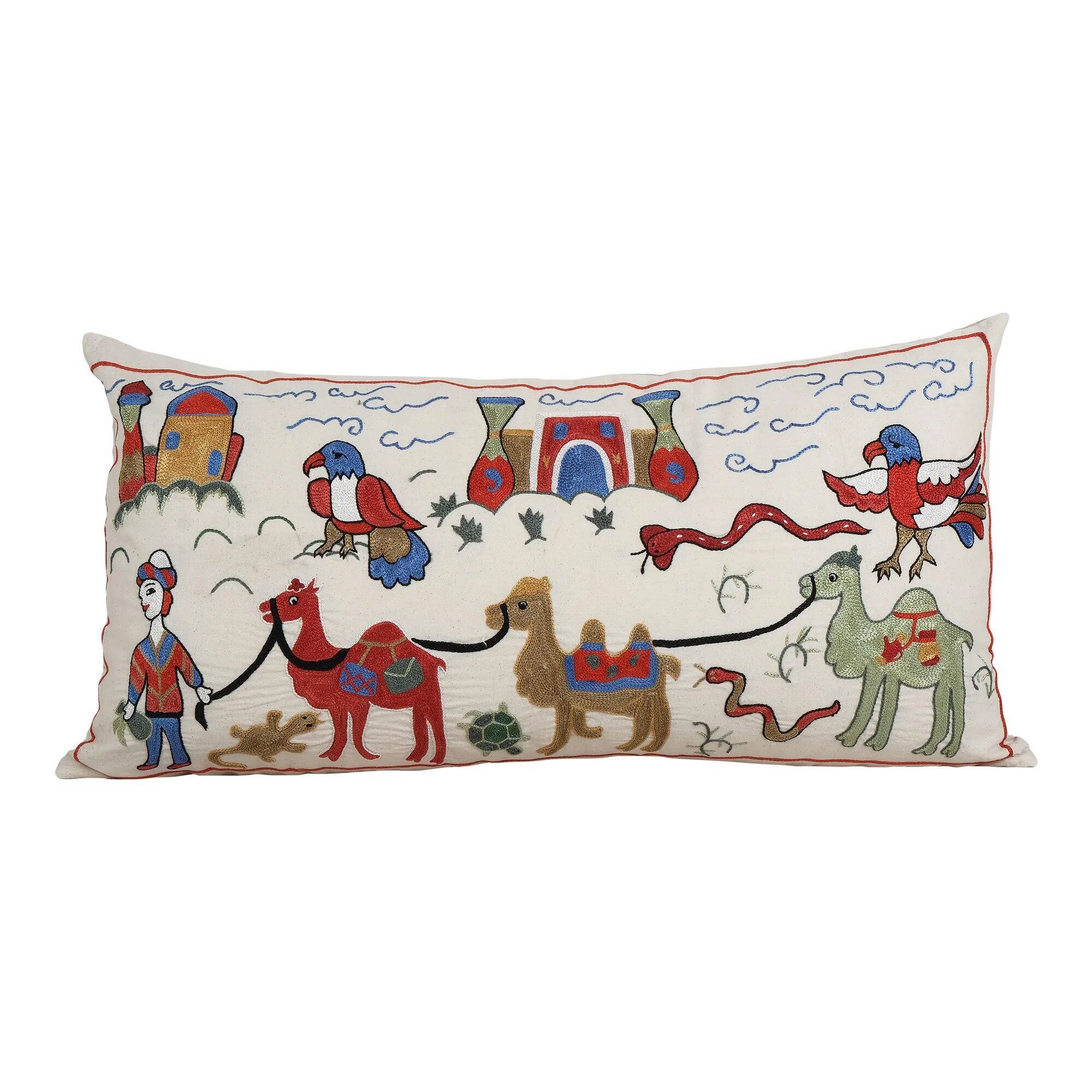 Vintage embroidered cushion cover 46x89 cm