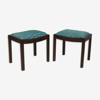 Pair of 50/60 design stools, jacquard fabric.