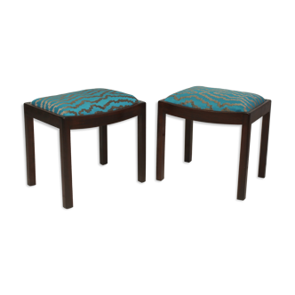 Pair of 50/60 design stools, jacquard fabric.