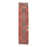 Couloir floral turc vintage noué à la main des années 1980 82x346