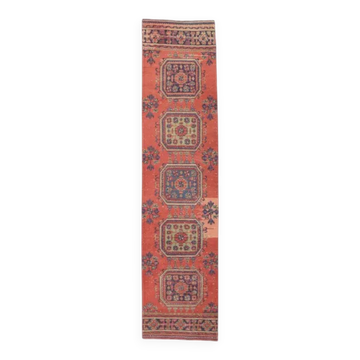 Couloir floral turc vintage noué à la main des années 1980 82x346