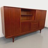 Vintage Scandinavian high sideboard in teak from the 50s and 60s