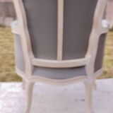 Bergère armchair with blue striped seat and back