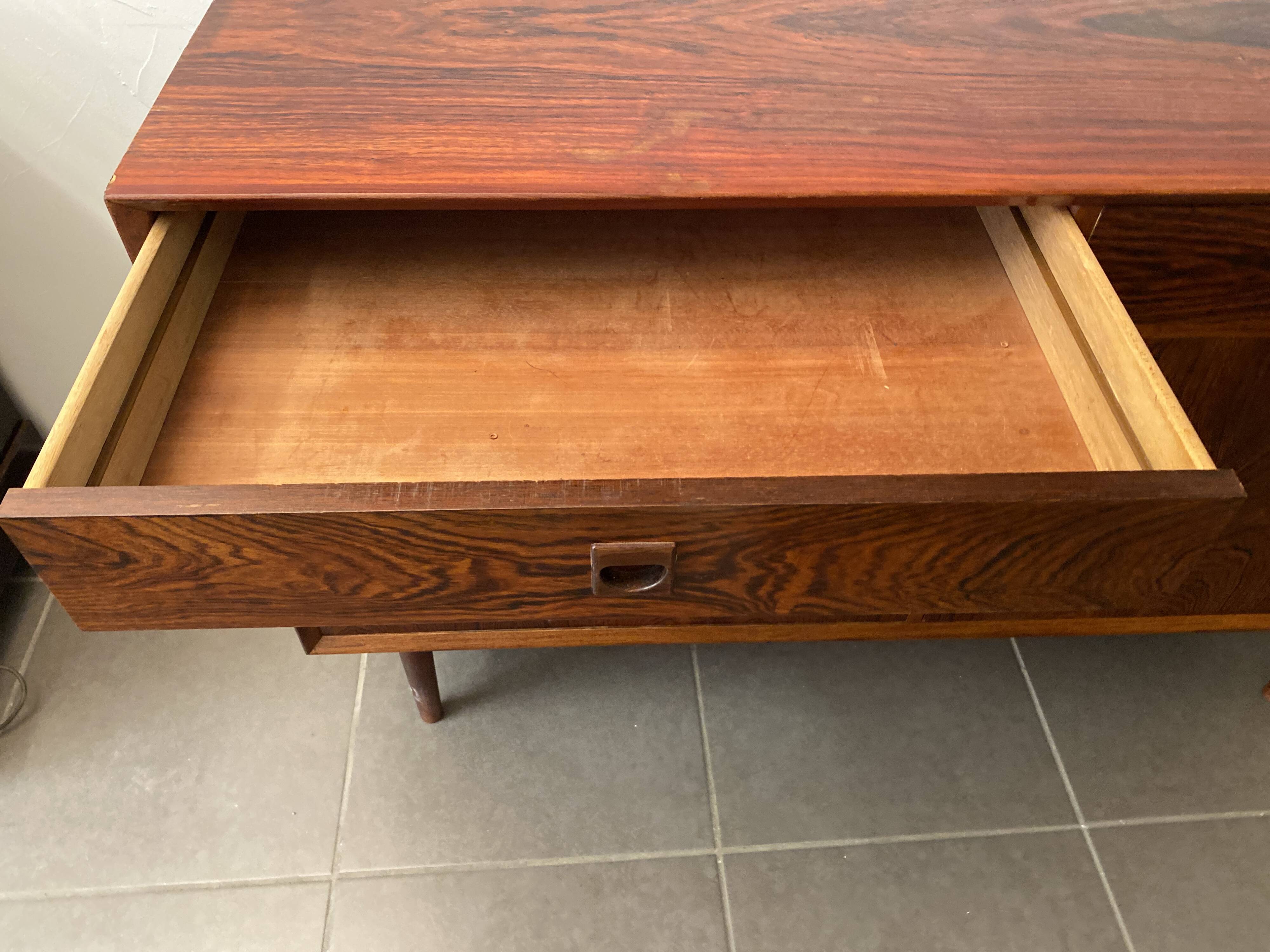 Scandinavian rosewood sideboard with 2 drawers by Eric Brouer for Mobelfabrik 1970
