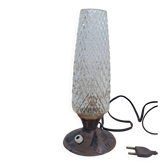 Lampe en verre texturé et métal. Année 60-70