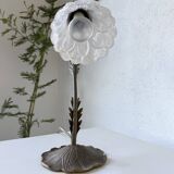 Art nouveau brass swan neck lamp