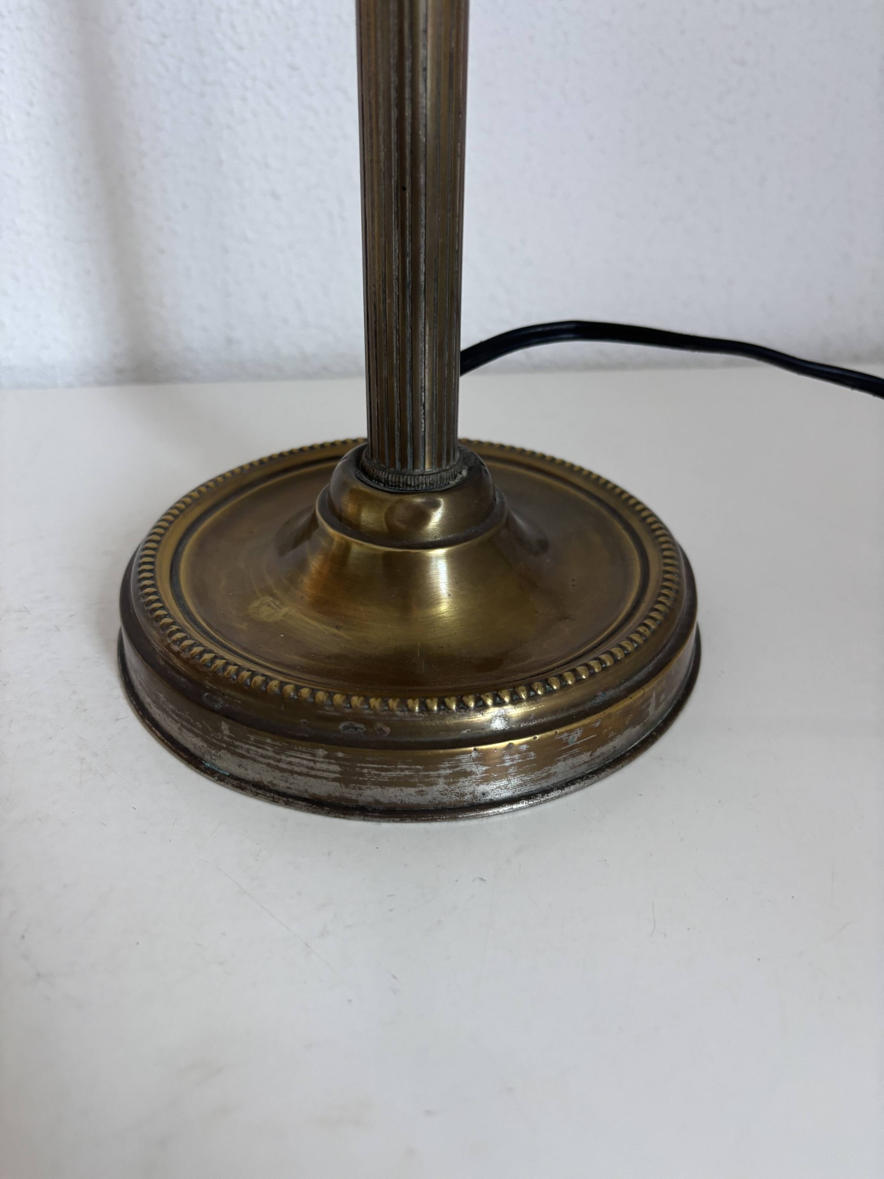 Vintage 1900 Clichy glass paste lamp, brass workshop desk - 60 cm
