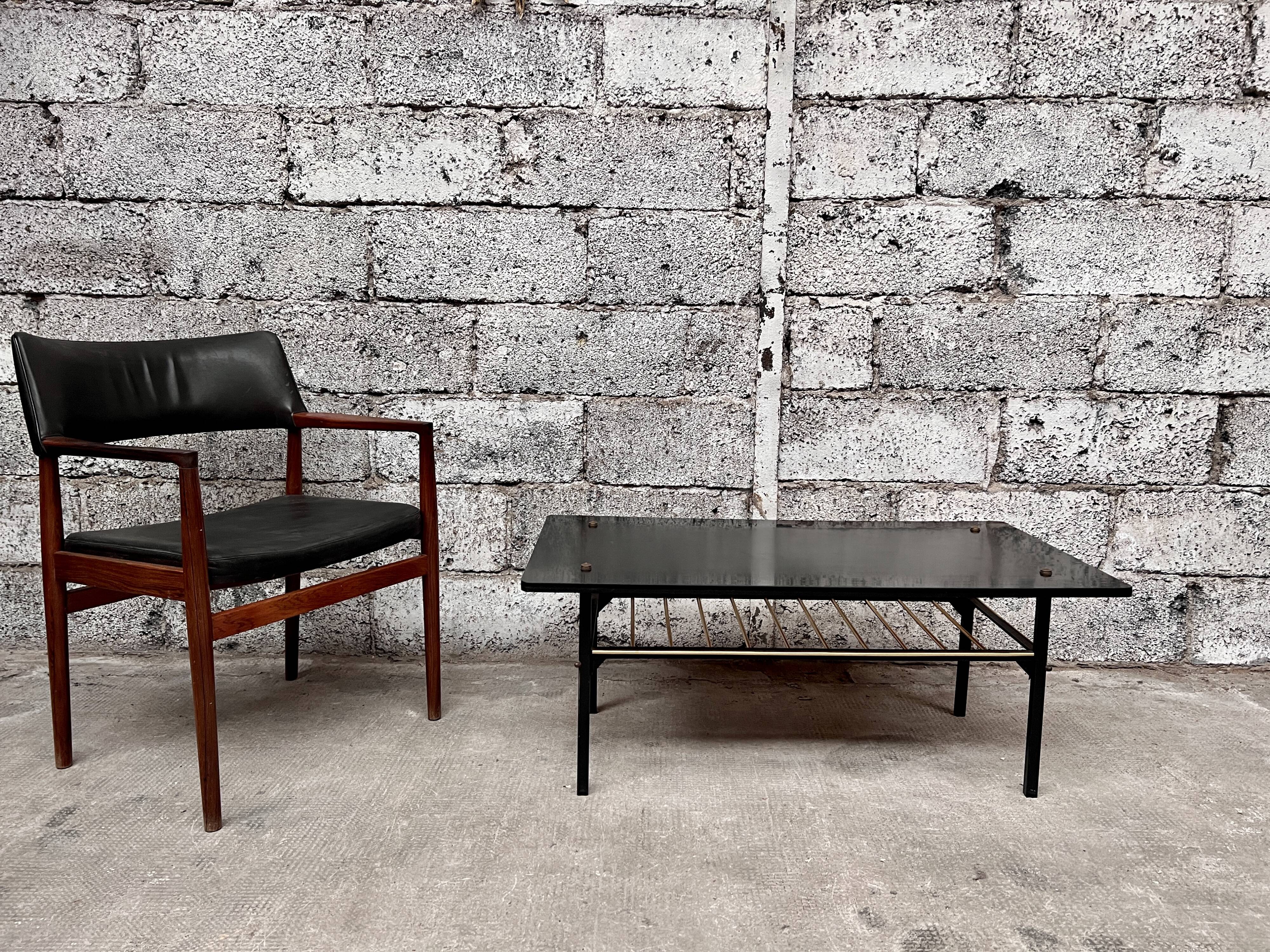 Table noir basse Formica noir vintage design