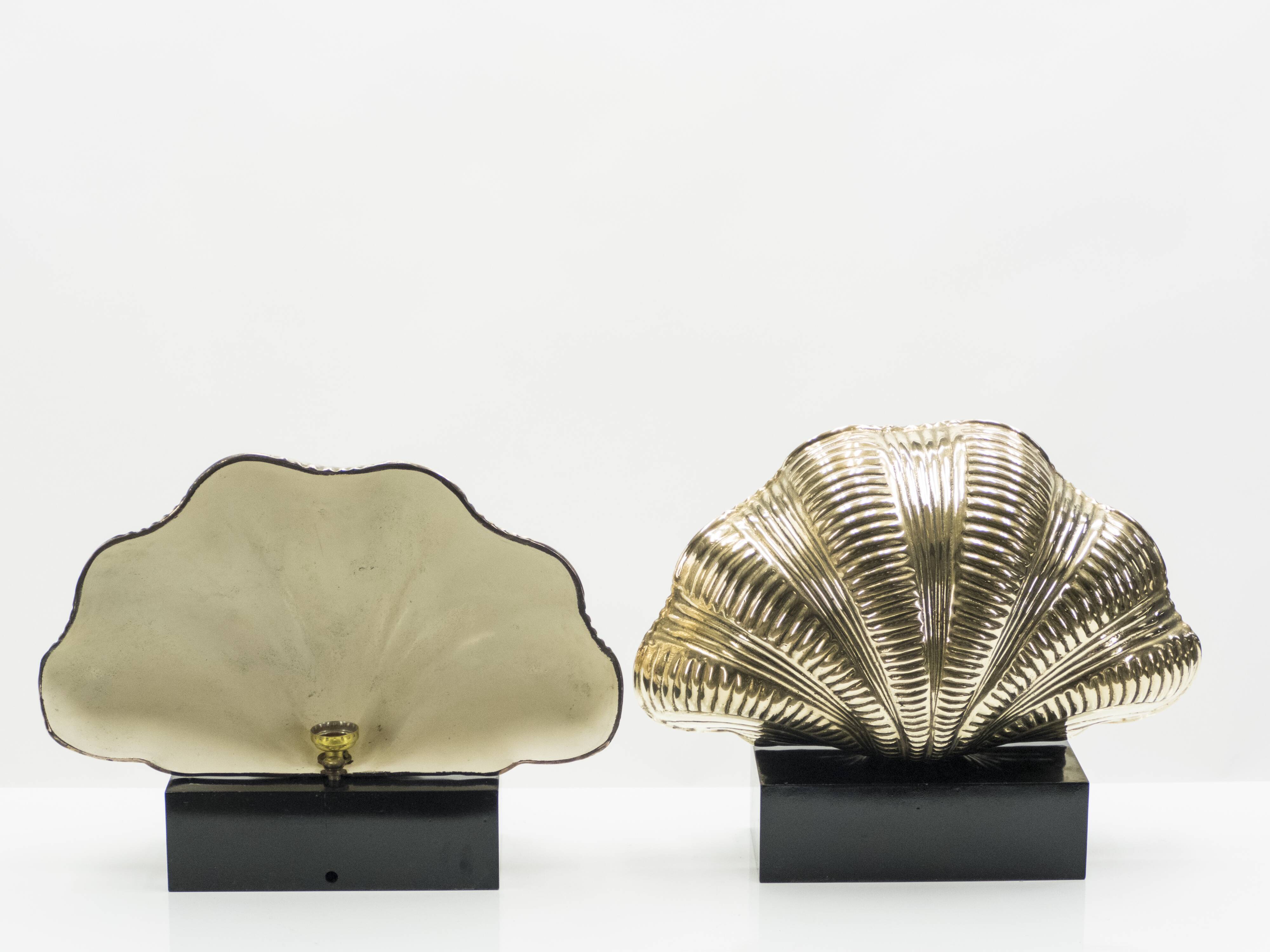 Pair of Italian lamps brass shell around 1960