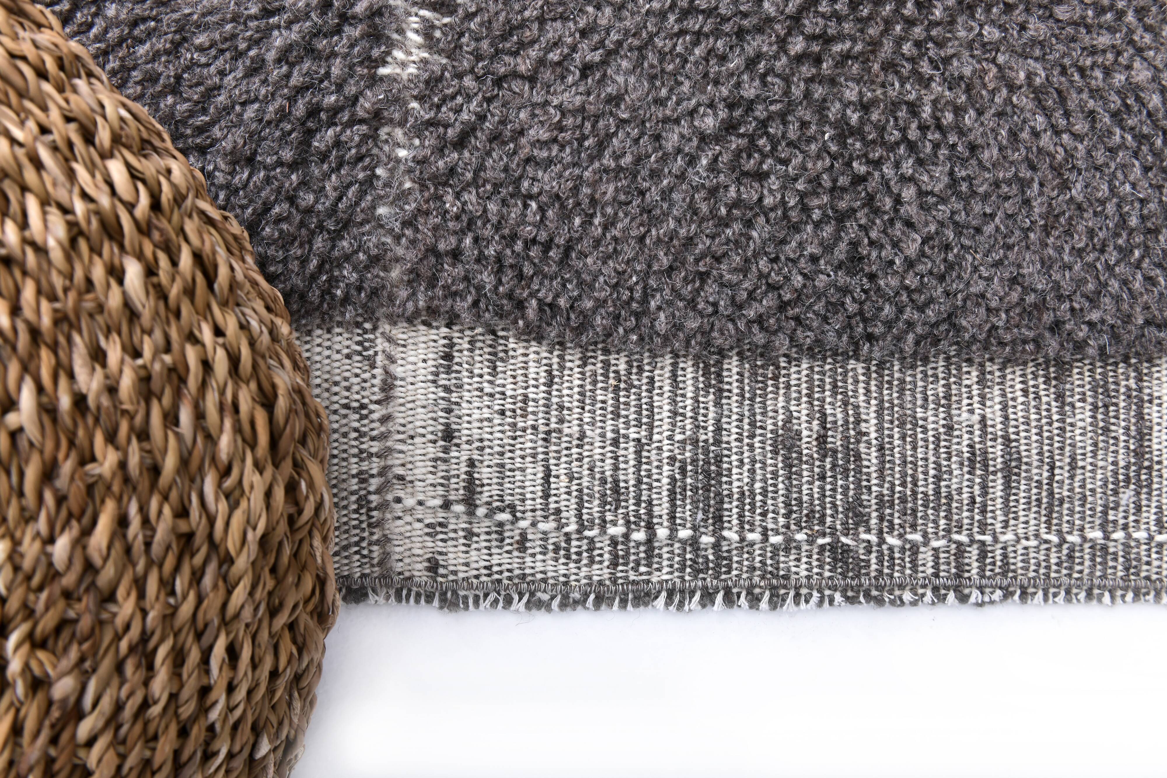 6x9 Dark Brown Handmade Wool Vintage Rug, 196x293Cm