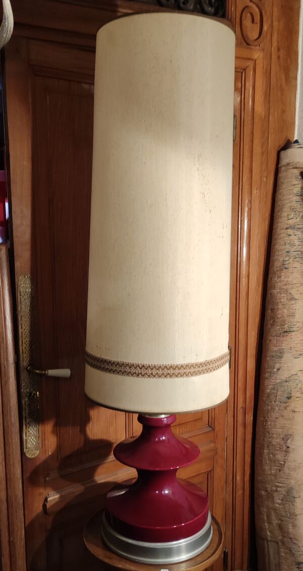 Lampe à poser céramique et alu/design 20 ème siècle