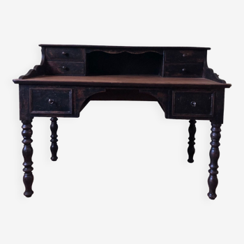 Ancien bureau, patine noire vieillie