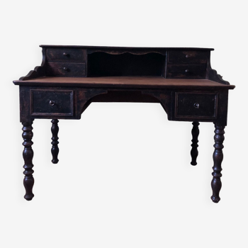 Old desk, aged black patina