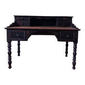 Old desk, aged black patina