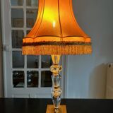 large crystal and brass lamp