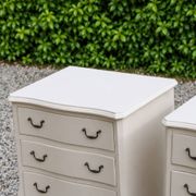 Pair of renovated antique bedside tables – Ivory from Orfèvres Libéron – 3 drawers