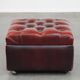 Red cow leather square chesterfield ottoman/storage pouf