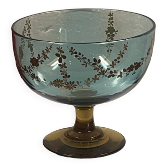large glass enameled with garlands of gold flowers - 12.2 cm