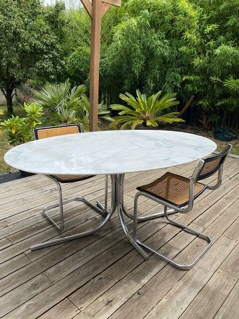 Table ovale marbre arabescato roche et bobois 1970