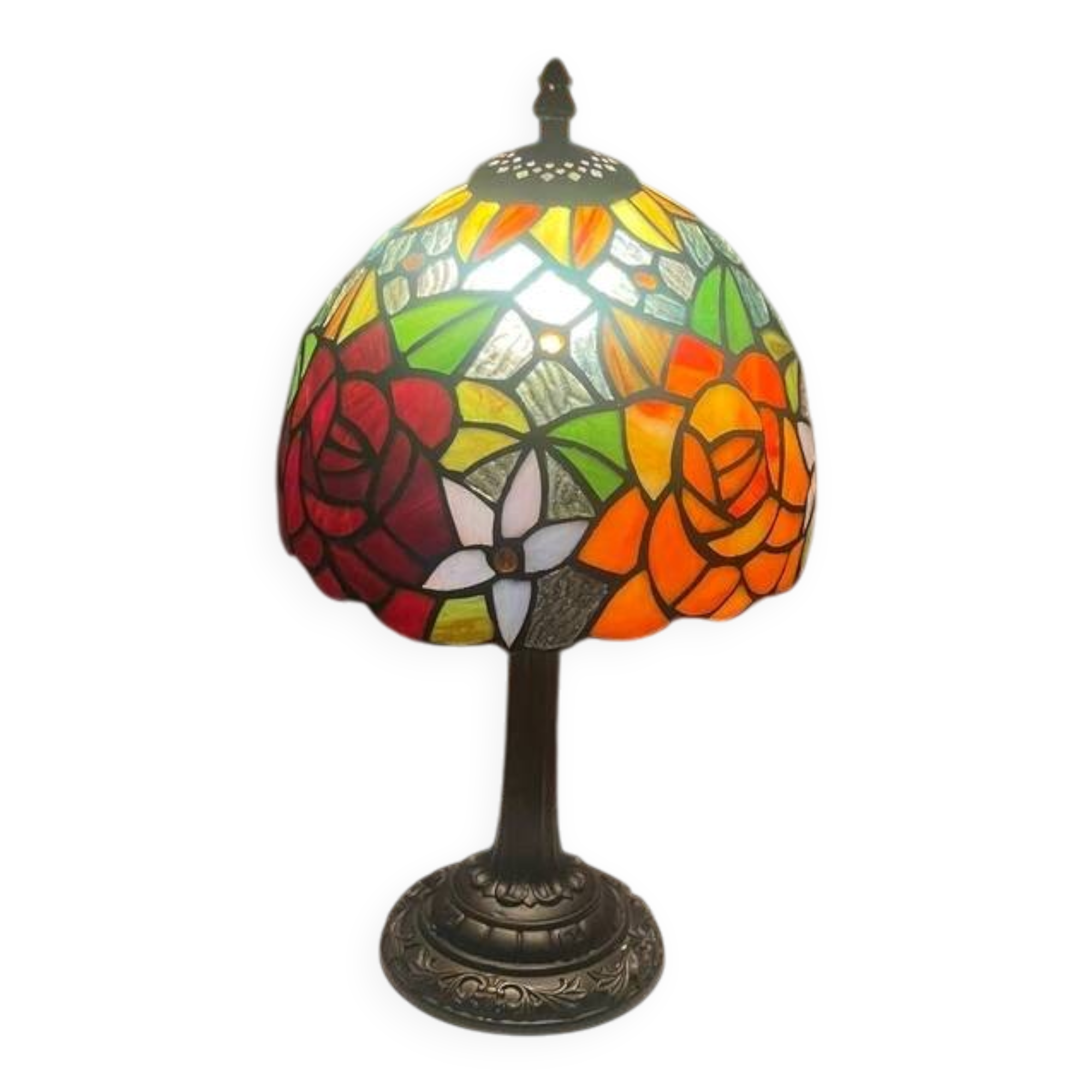 Tiffany style lamp vintage colourful flowers
