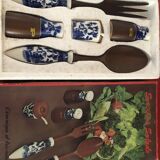 Vintage set salad service salt pepper mustard pot year 1970 new without its packaging o