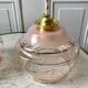Pair of suspensions in pink glass and golden edging 50s-60s