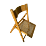 Chaise pliante bois et rotin