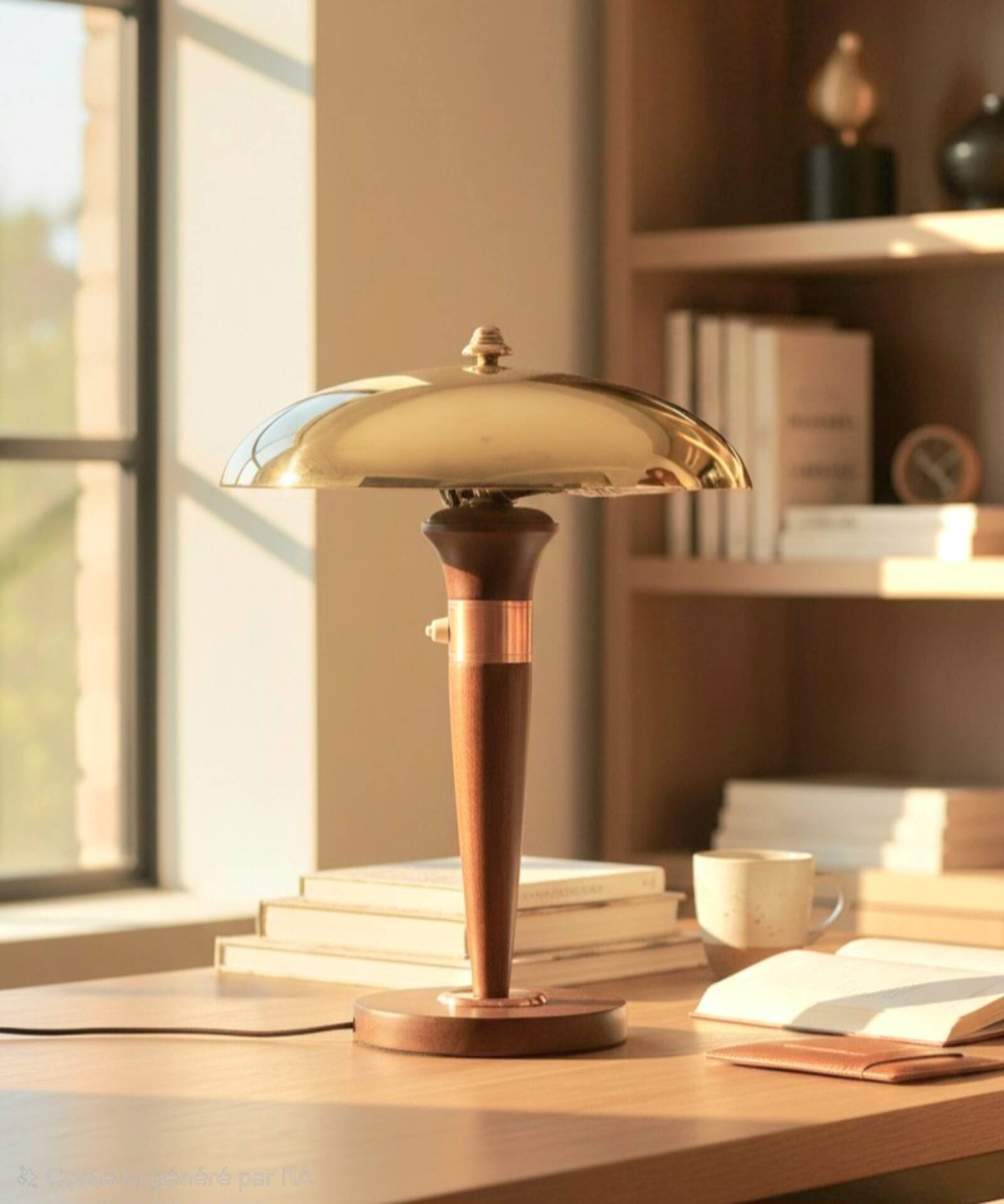 Lampe style Art Déco articulée - Bois et laiton - 1930