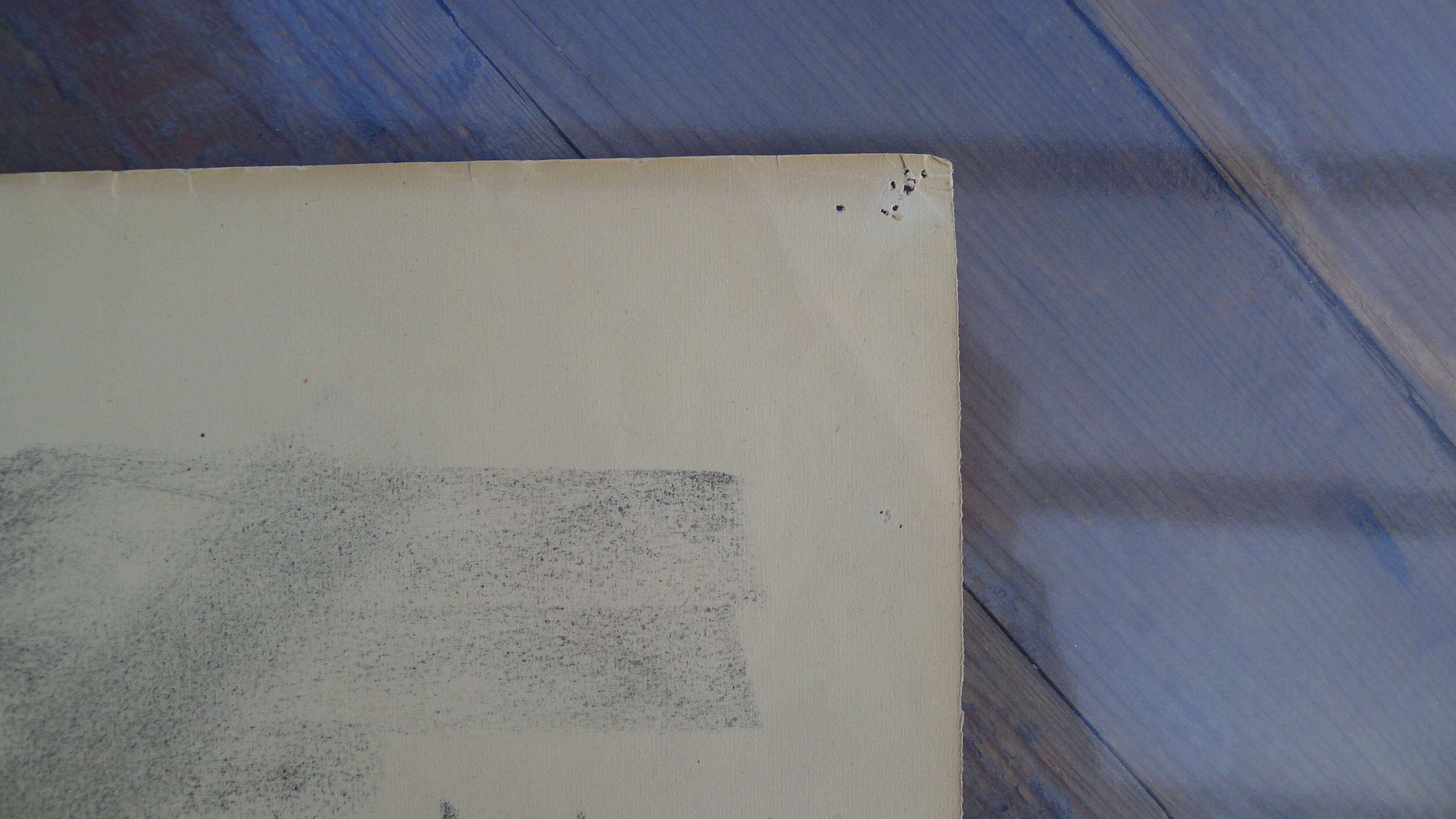 Uzerche, original charcoal drawing by Jean Villette (1913-2005)