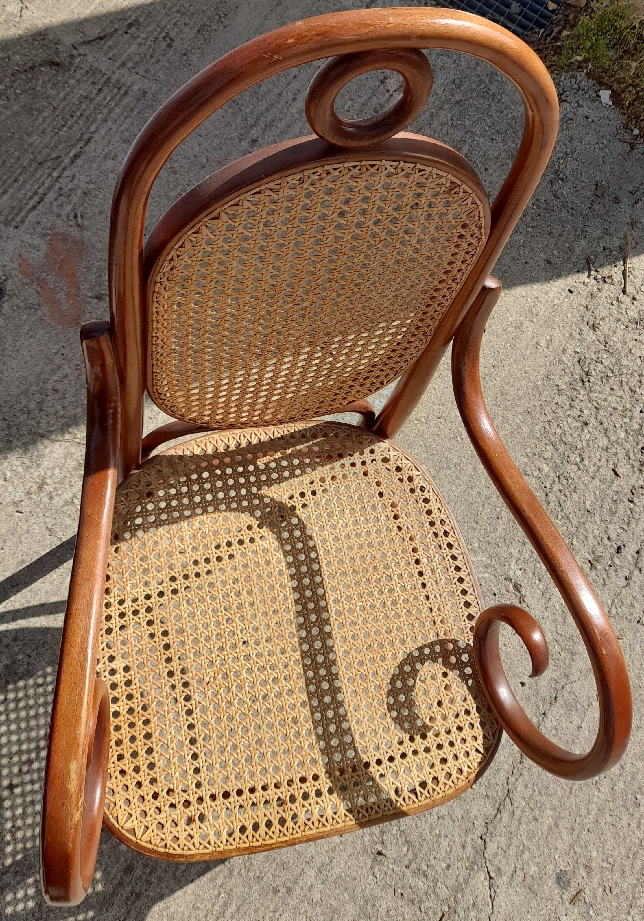Pair of Thonet style armchairs canned and wood turned