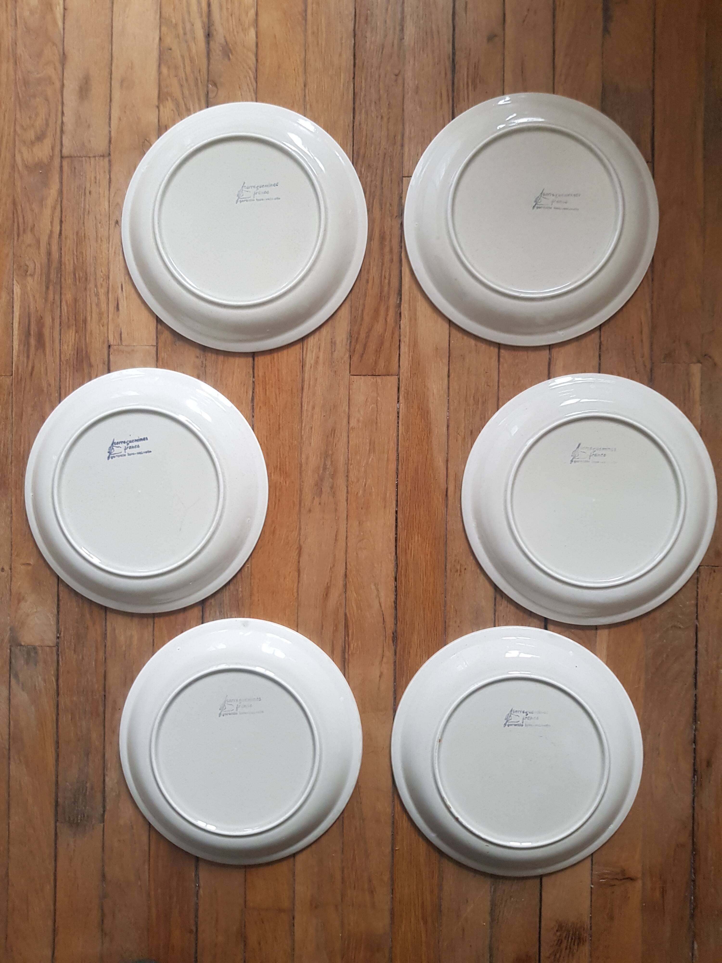 Set of 6 vintage Sarreguemines plates