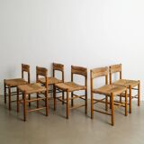 Set of Six Wooden Dining Dordogne Chairs by Charlotte Perriand, 1960s