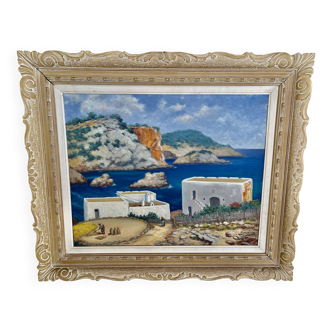 Peinture bord de mer Ibiza 1959, signe et date