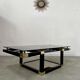Coffee table in black and gold metal, smoked glass 70 years Romeo Rega vintage