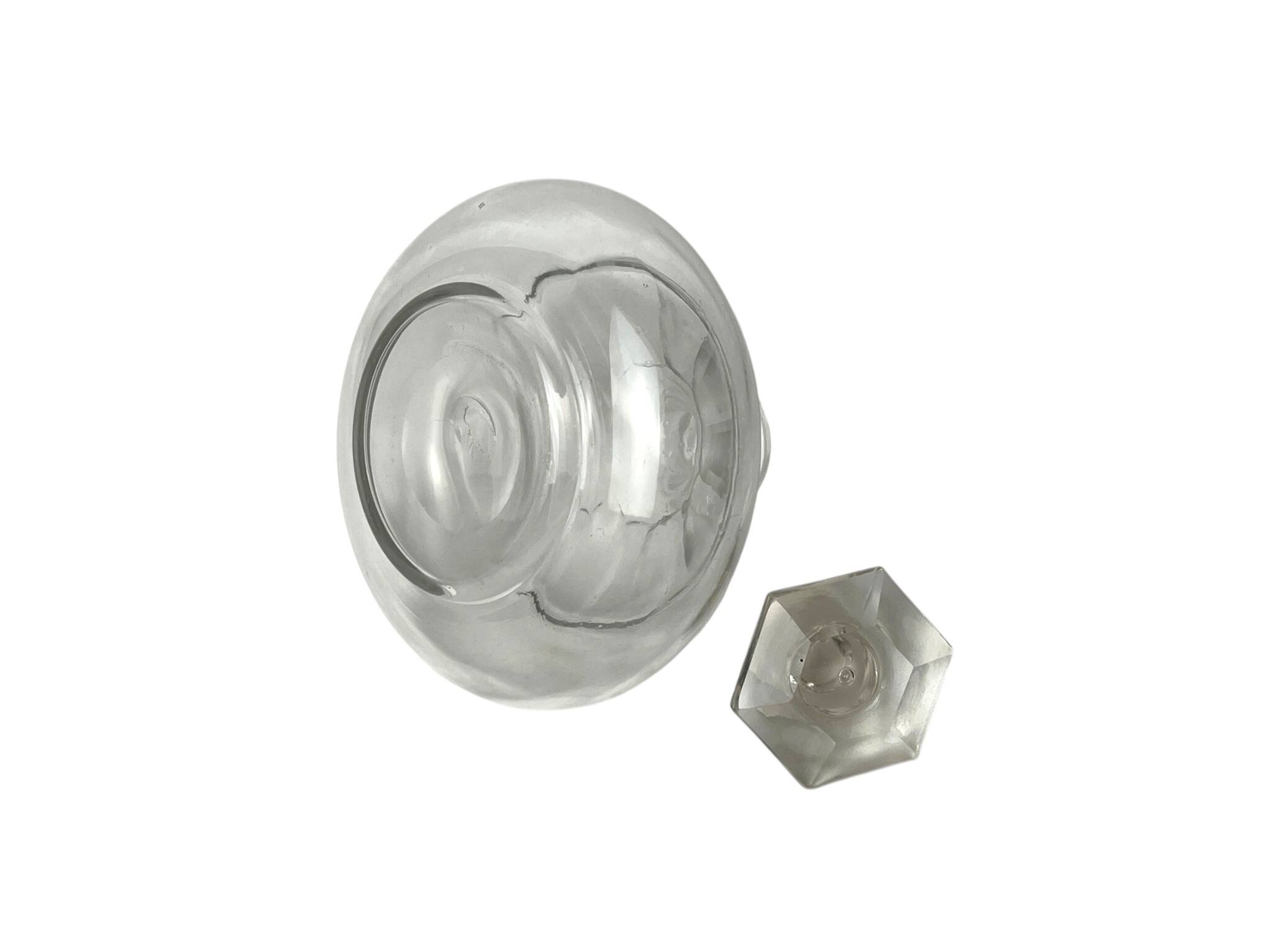 Faceted glass carafe with stopper from Italy circa 1950.