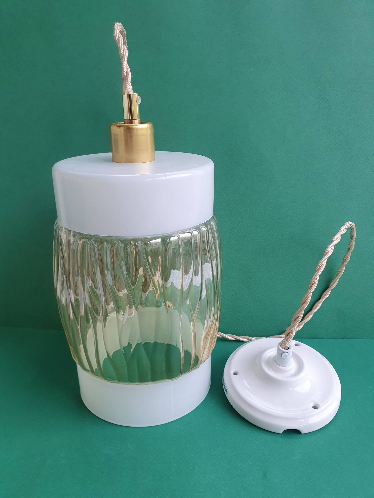 Vintage glass hanging lamp