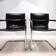 2 leather and chrome metal armchairs Matteo Grassi, 1970