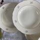 6 antique cream and gold earthenware deep plates by Villeroy and Boch.