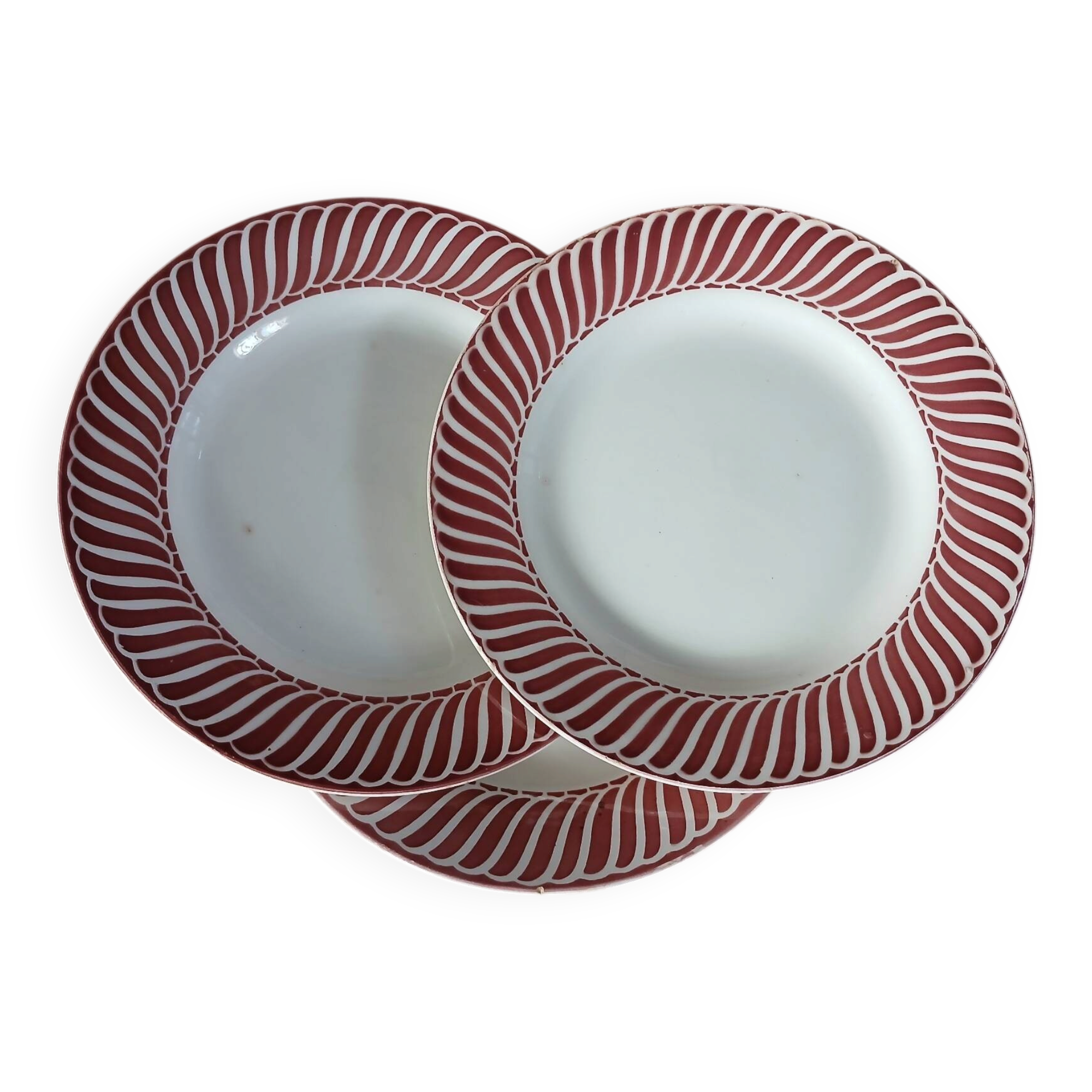 3 antique flat plates from Digoin and Sarreguemines