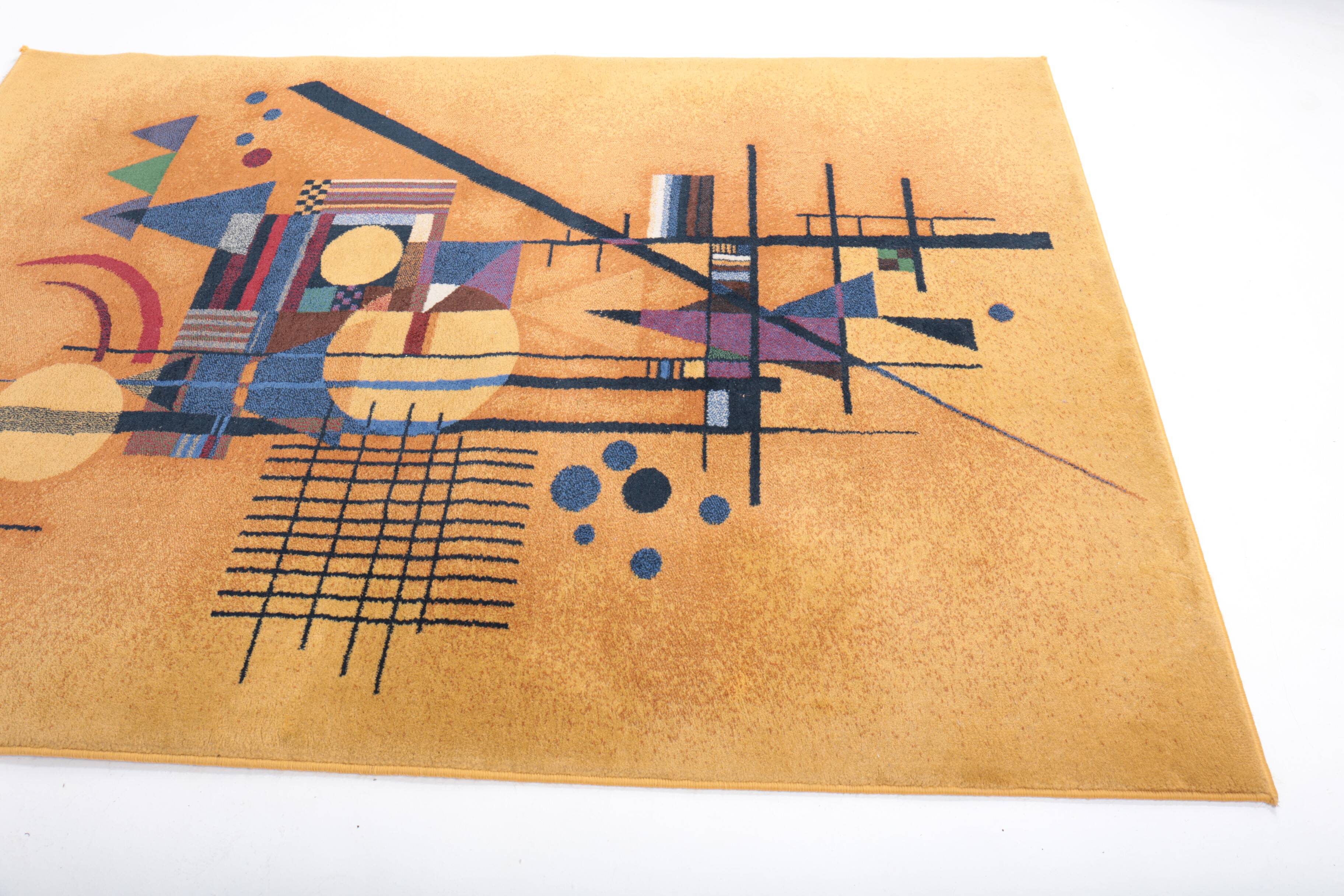 Vintage rug, abstract composition inspired by Kandinsky