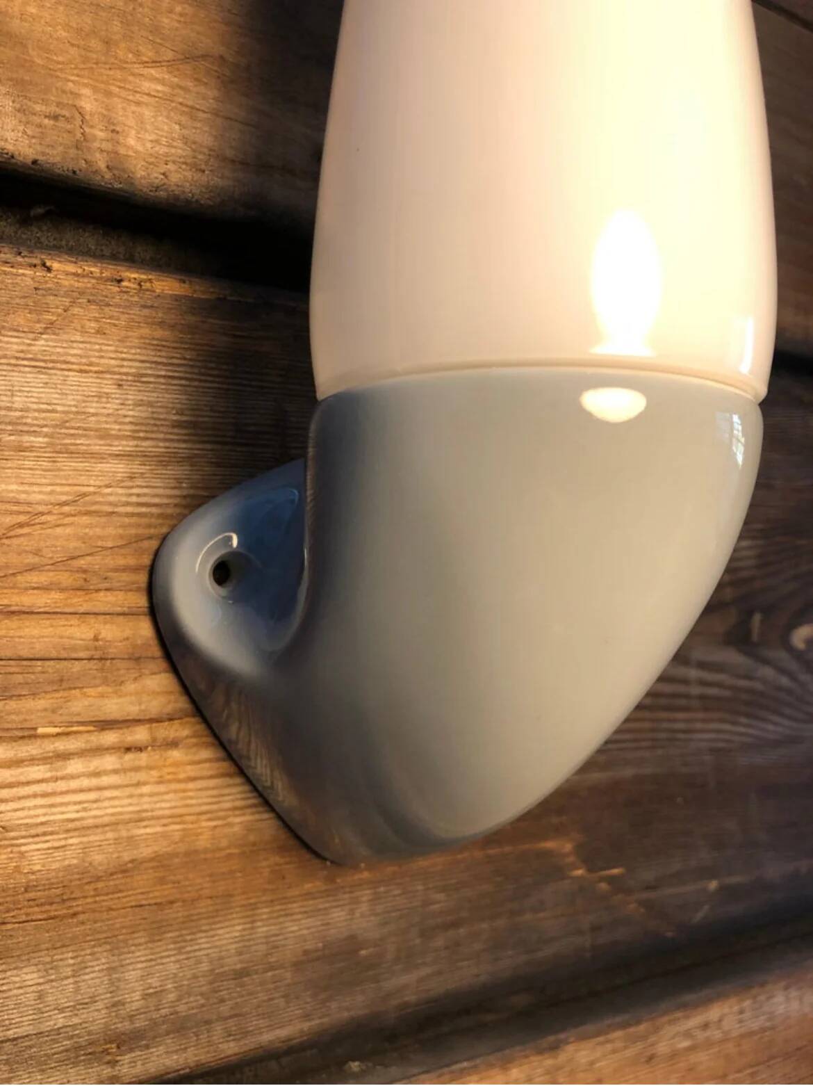 Vintage Ifö of Sweden ceramic bathroom lamps with opaline shades from the 1960s