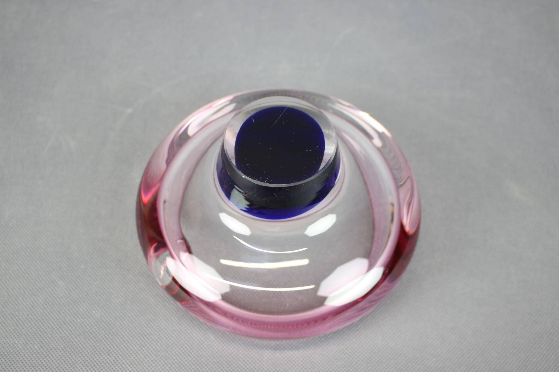 1960s Czech Pink and Blue Sommerso Glass Ashtray by Hospodka