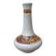 Antique long-necked vase in cracked white ceramic with deer decoration