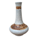 Antique long-necked vase in cracked white ceramic with deer decoration
